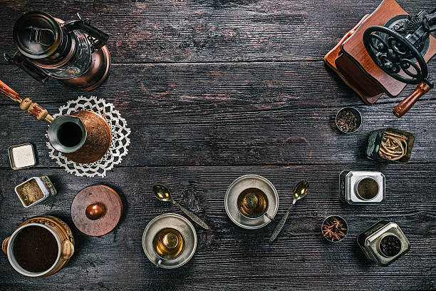 istock Still life with coffee cups and ingredients 614038314