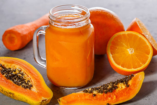 istock Papaya smoothie, selective focus. Detox, diet food. 614041474
