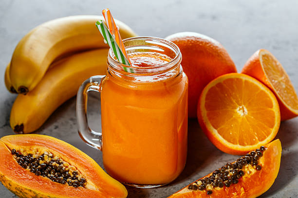 istock Papaya smoothie, selective focus. Detox, diet food. 614041552