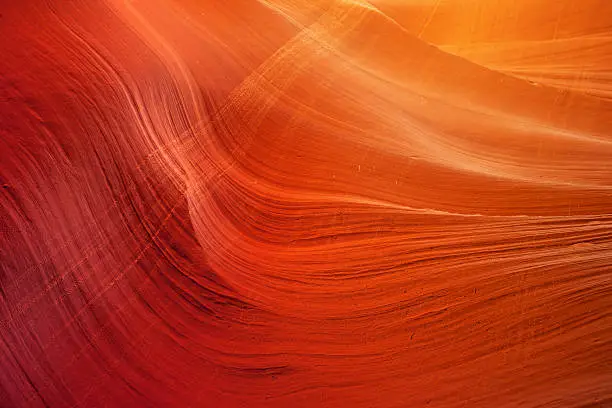 Photo of detail of sandstone wall in Antelope Canyon
