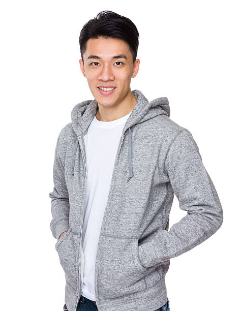 istock Asian man wearing hoodie 614044112