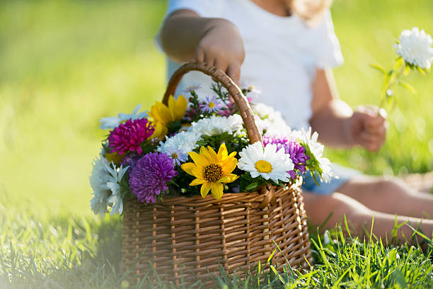 istock child with flowers in a basket 614045246