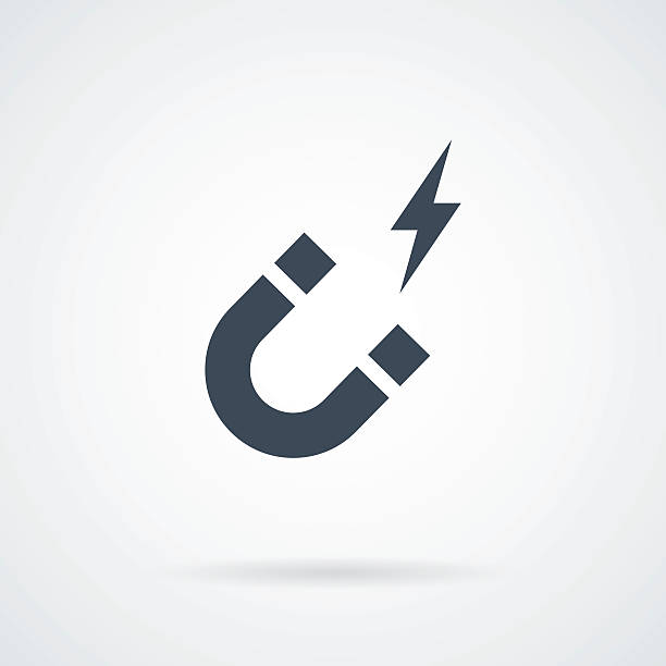 Magnet icon vector Magnet icon vector illustration with a shadow magnetic field stock illustrations