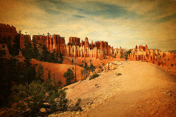 Antique image of Bryce Canyon National Park Hoodoos.