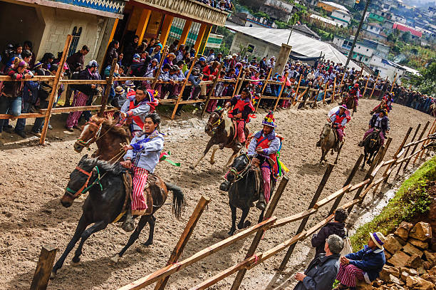 All Saints' Day horse race, Todos Santos Cuchumatan, Guatemala stock photo