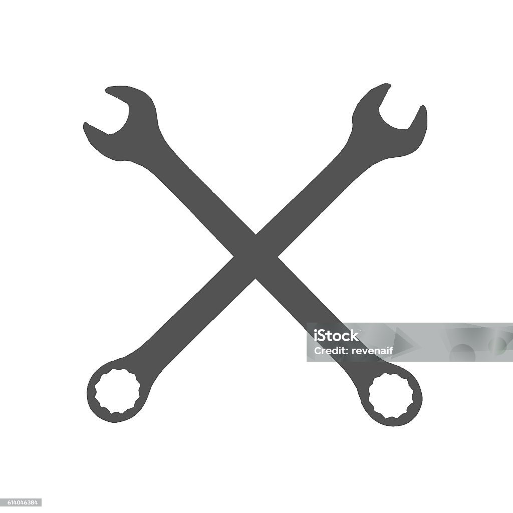 Repair Icon Repair Icon. Sign, icon. Isolated cross sign made of two gray spanner keys, Graphic. Computer Graphic Stock Photo