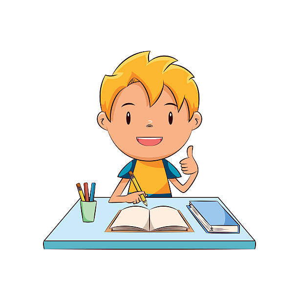 Happy Kid Homework Stock Illustration - Download Image Now - Homework,  Child, Boys - iStock