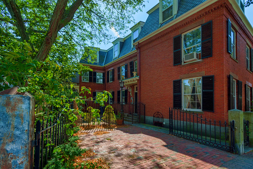 Holworthy Gate Boston, Massachusetts, USA. This is part of Harvard University.