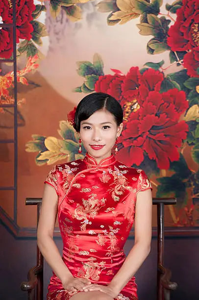beautiful young Asian woman dress traditional