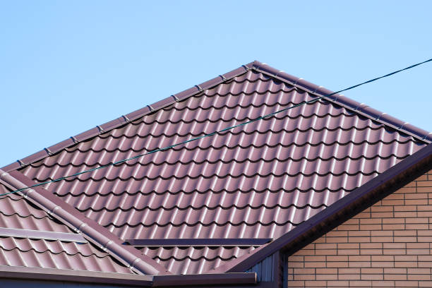istock The roof of corrugated sheet 614049734