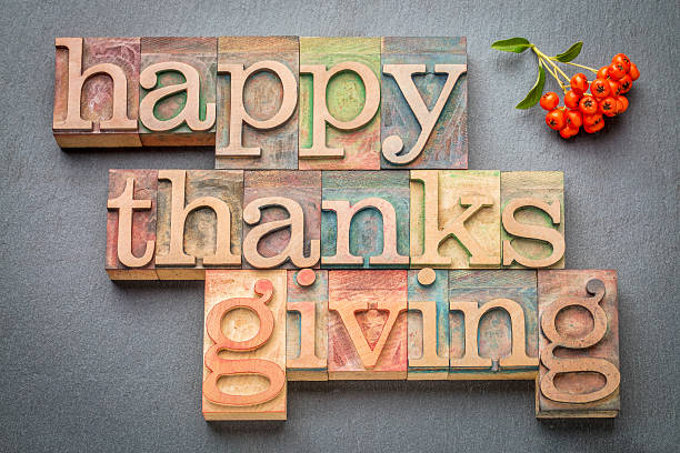istock Happy Thanksgiving in wood type 614051498