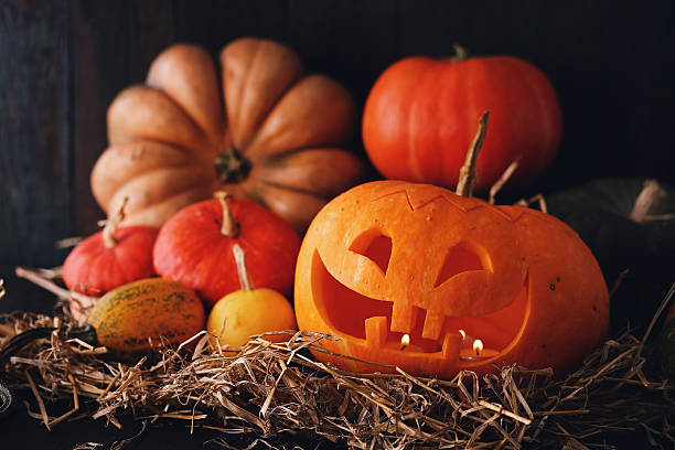 istock Still Life with Halloween jack-o-lantern 614051686