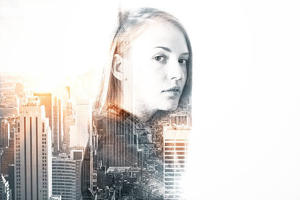 istock Thoughtful girl on city background 614057860