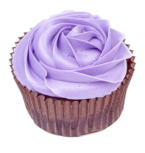istock Purple cupcake in rose form isolated 614058242
