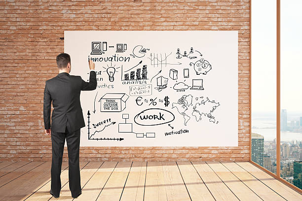 istock Businessman drawing success sketch 614106592
