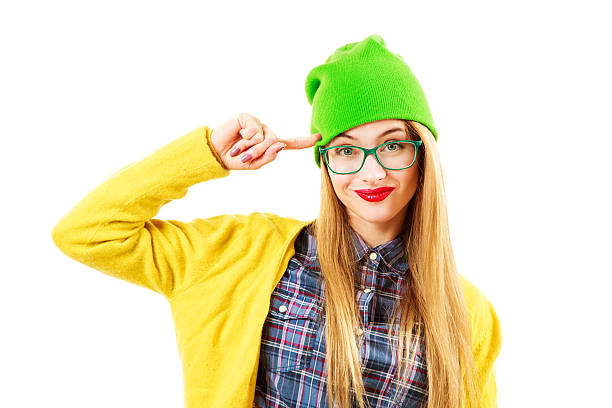 istock Funny Hipster Girl Going Crazy Isolated on White 614109262