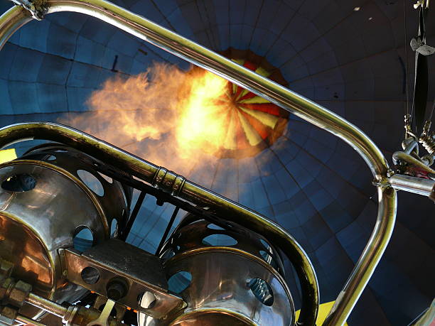 Flame inside a green red colored hot air balloon