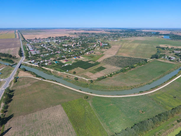 istock Top view of the small village 614110840