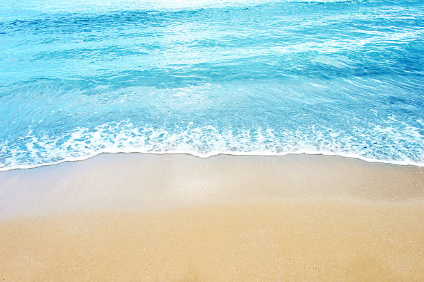 istock Soft wave of ocean on the sandy beach 614111542