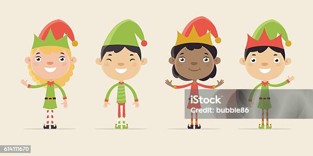 Ilustración de Santa Elfos y más Vectores Libres de Derechos de Elfo - Elfo, Papá Noel, Navidad