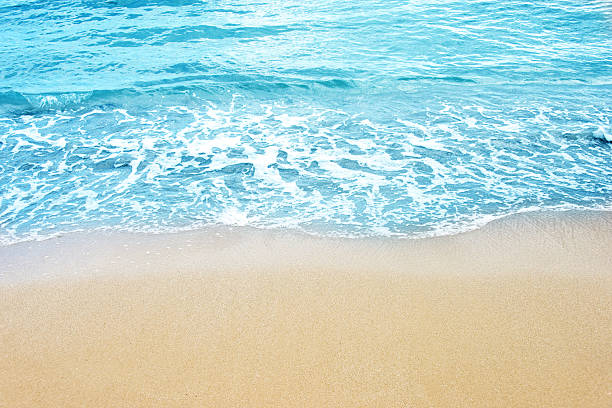 istock soft wave of ocean on the sandy beach 614111672