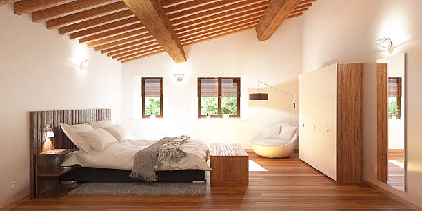 istock 3D Interior rendering of a cozy bedroom 614111780