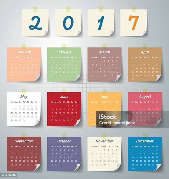 2017 Modern Calendar Template Vector Illustration Stock Illustration - Download Image Now