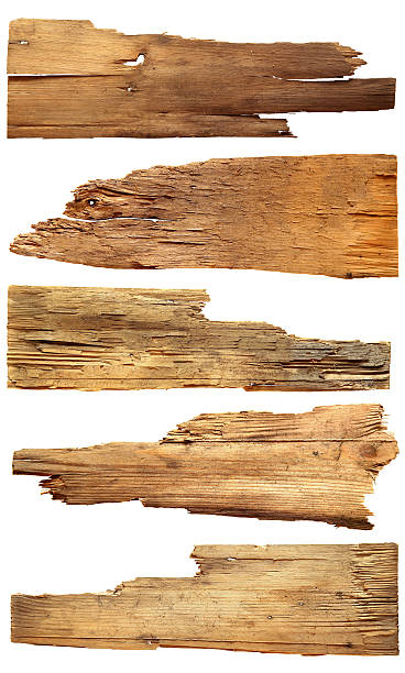 istock old wooden boards isolated on white background. 614118144