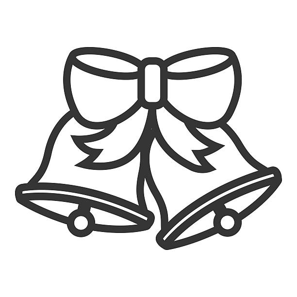 с рождеством двух колоколов с лентой простой значок - christmas backgrounds gift bow stock illustrations