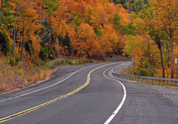 istock Driving in Autumn foliage in Northeast forest 614124094
