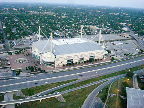 Aerial view of Comerica Park in Detroit, Michigan. Home to the Detroit Tigers of Major League Baseball. Taken January 3, 2023