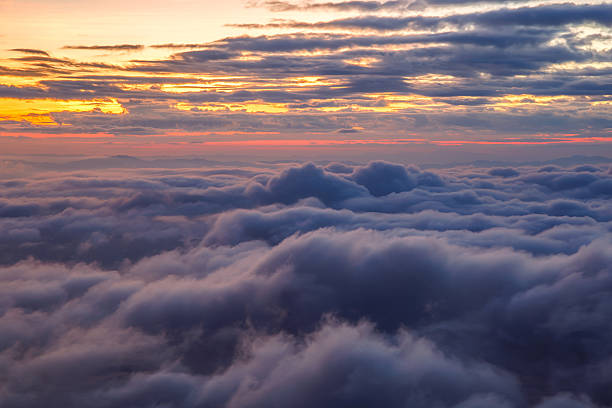istock Layer of mountains and mist at sunset time 614127776
