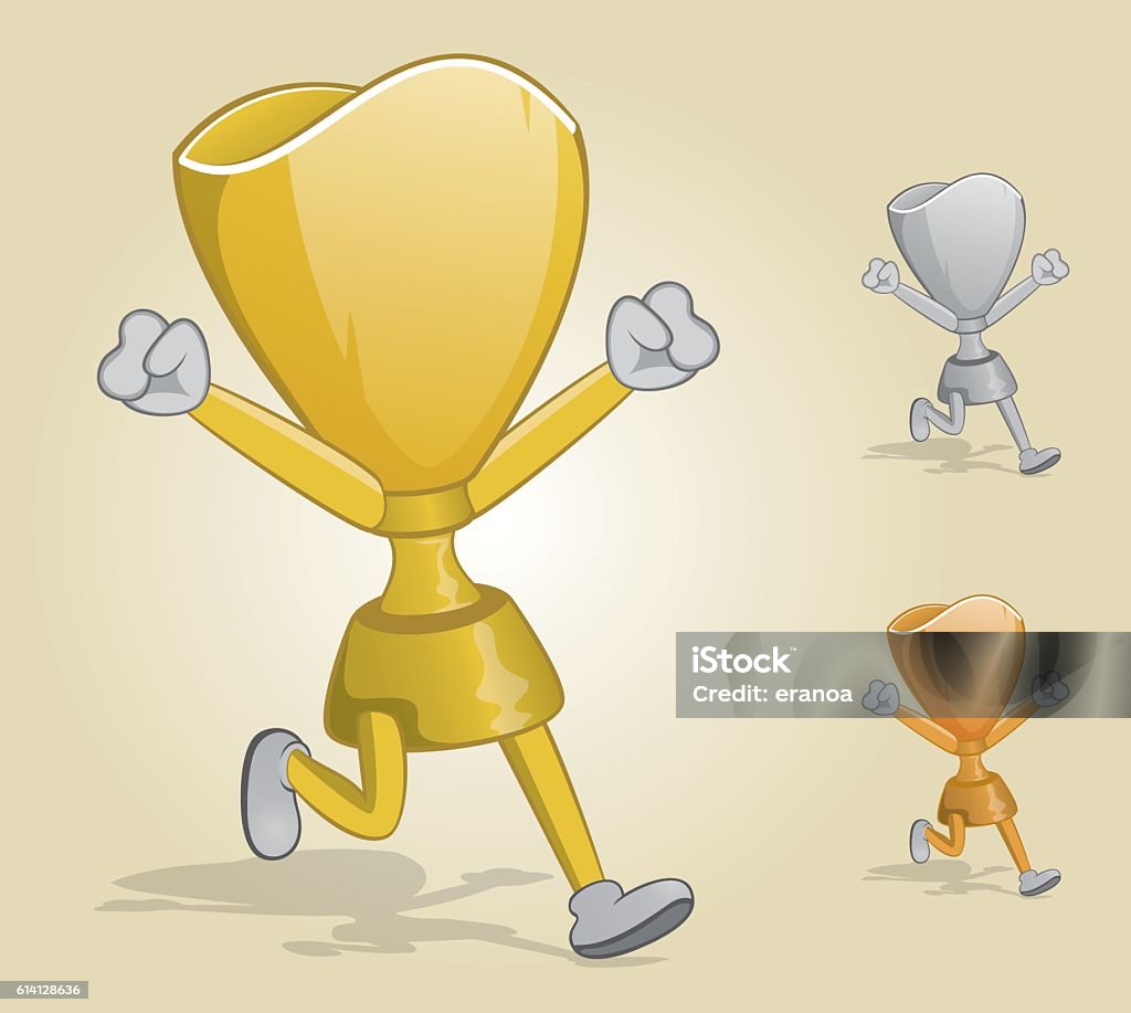 Runing Trophy Running Trophy With Two Hands Up Stock Illustration - Download Image ...
