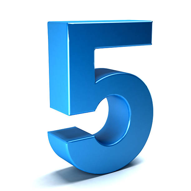 istock Number Five Color Blue Icon. 3D Render Illustration 614129112