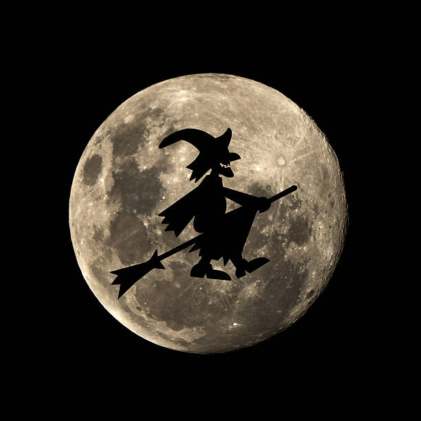 istock hallowen witch flies in the moon 614135946