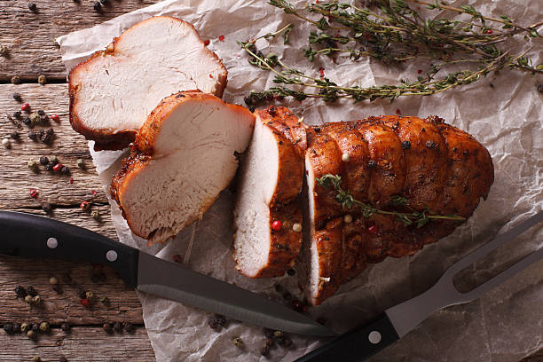 istock homemade food: roasted turkey breast close-up. horizontal 614137782