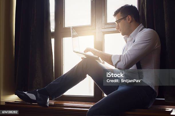 Handsome Nerd Stock Photo - Download Image Now - Luxury, Desktop PC, Business