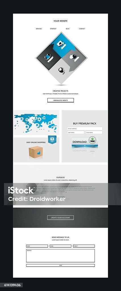 One page website design template Flat Design of One page website design template Banner - Sign stock vector
