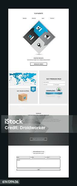 One Page Website Design Template Stock Illustration - Download Image Now - Banner - Sign, Box - Container, Business