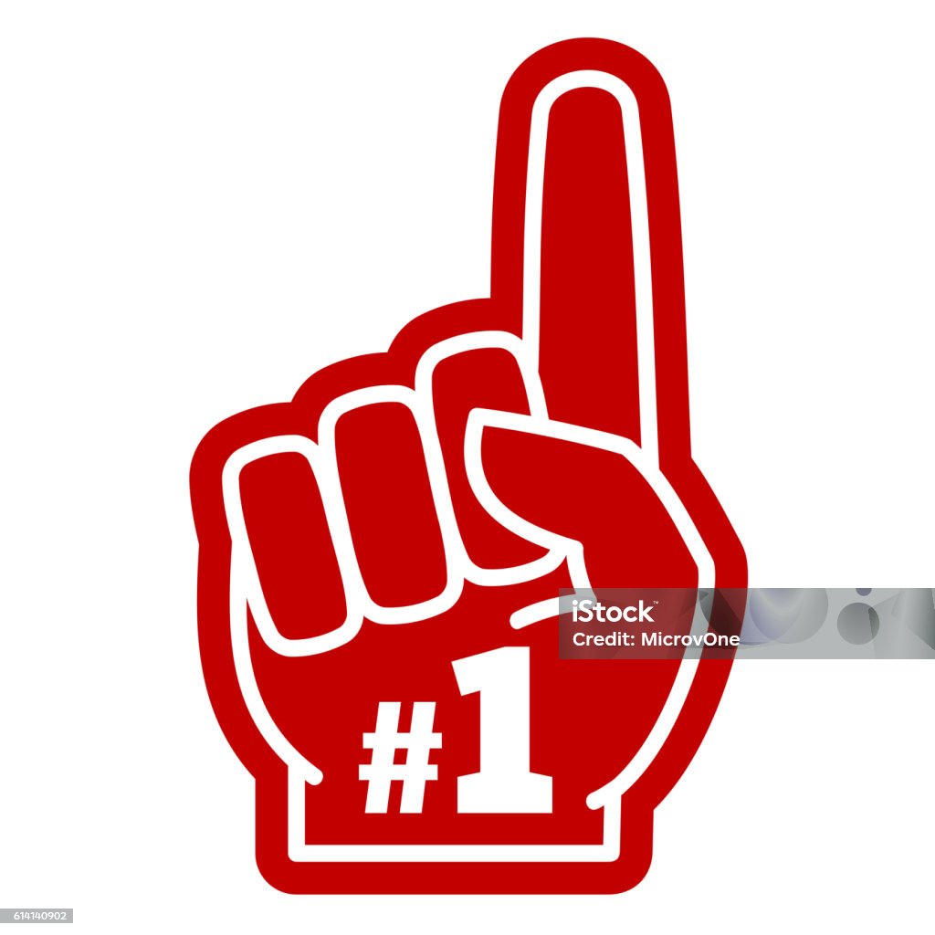 Number 1 one sports fan foam hand with raising forefinger Number 1 one sports fan foam hand with raising forefinger vector icon. Fan support sport illustration Number 1 stock vector