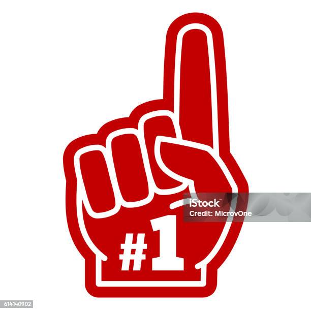 Number 1 One Sports Fan Foam Hand With Raising Forefinger Stock Illustration - Download Image Now
