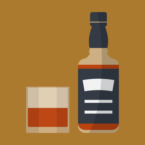 butelki whisky, szklanki whisky. - whisky scotch whisky schnapps liqueur brandy stock illustrations