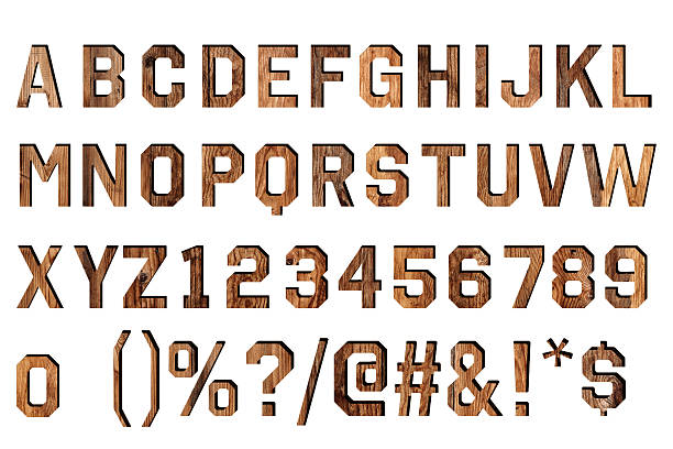 alphabet du bois vintage - letterpress typescript alphabet wood photos et images de collection
