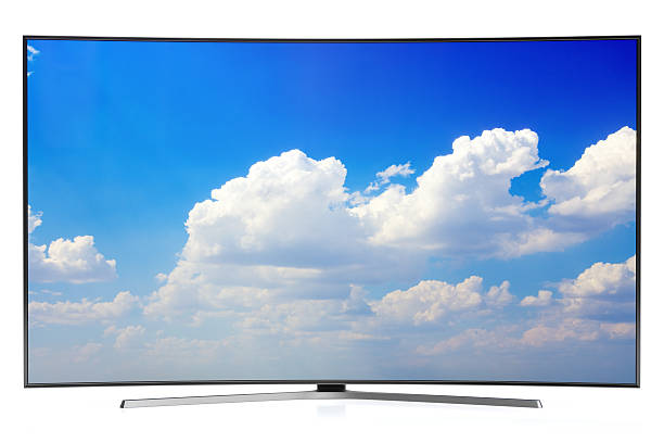 tv curva isolata su bianco - big screen tv foto e immagini stock
