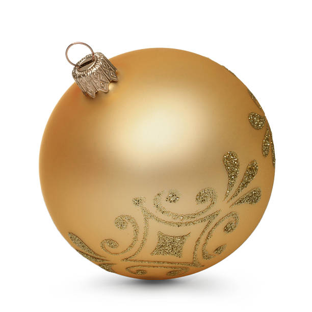 istock Gold christmas ball isolated on white background 614148368