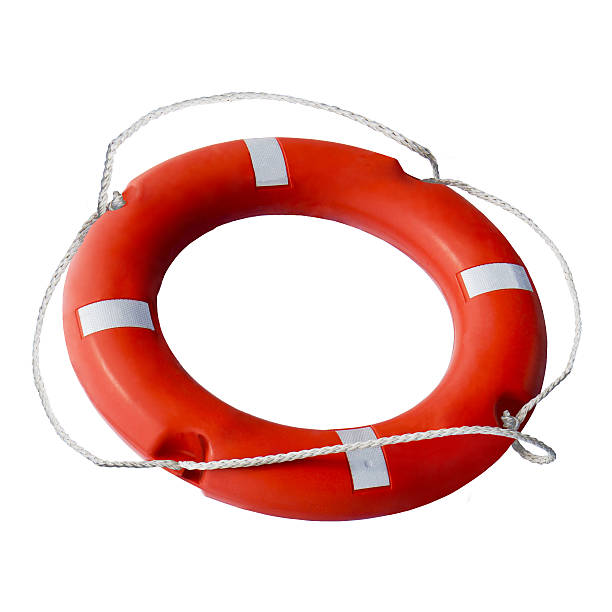 istock Round red and white lifebuoy 614152298