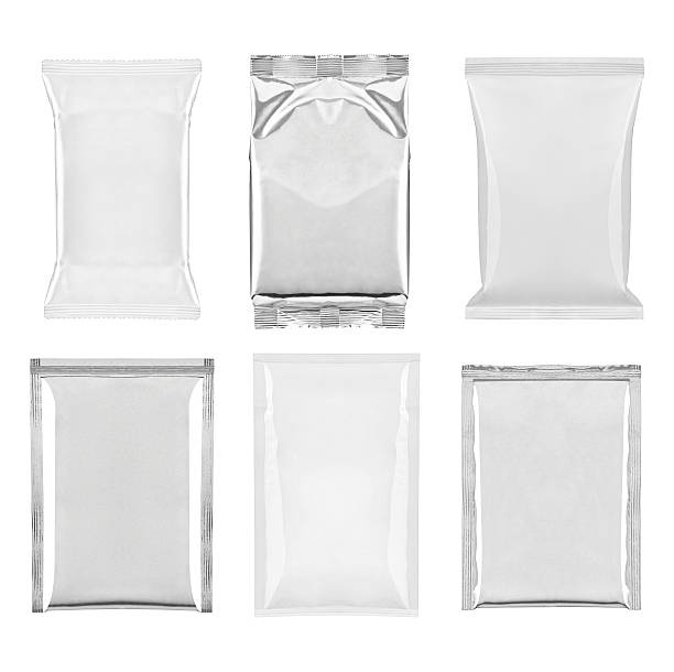 aluminum white bag package food template - airtight food box package imagens e fotografias de stock