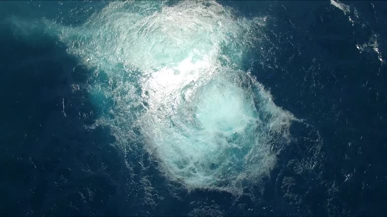 Foamy water after ship sinking