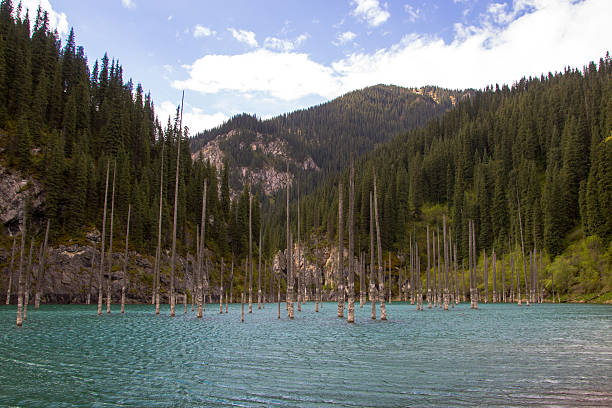 istock Kaindy  mountain lake in Kazakhstan 614205346