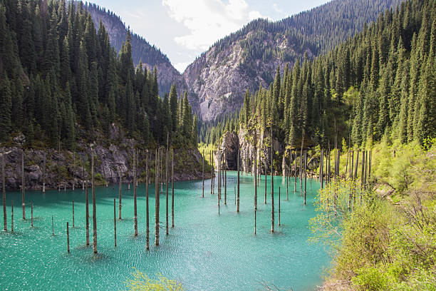 istock Kaindy  mountain lake in Kazakhstan 614205400